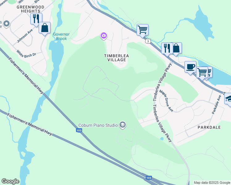 map of restaurants, bars, coffee shops, grocery stores, and more near 159 Brunello Boulevard in Timberlea