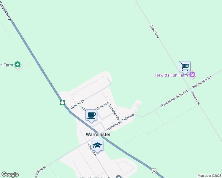 map of restaurants, bars, coffee shops, grocery stores, and more near in Warminster