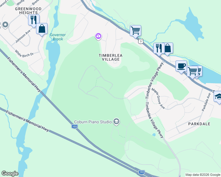 map of restaurants, bars, coffee shops, grocery stores, and more near 15 Provence Way in Timberlea