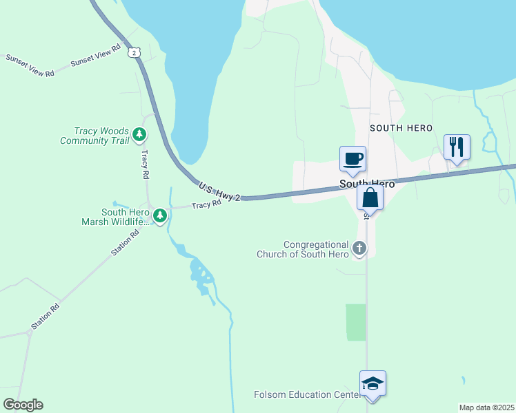map of restaurants, bars, coffee shops, grocery stores, and more near 353 U.S. 2 in South Hero