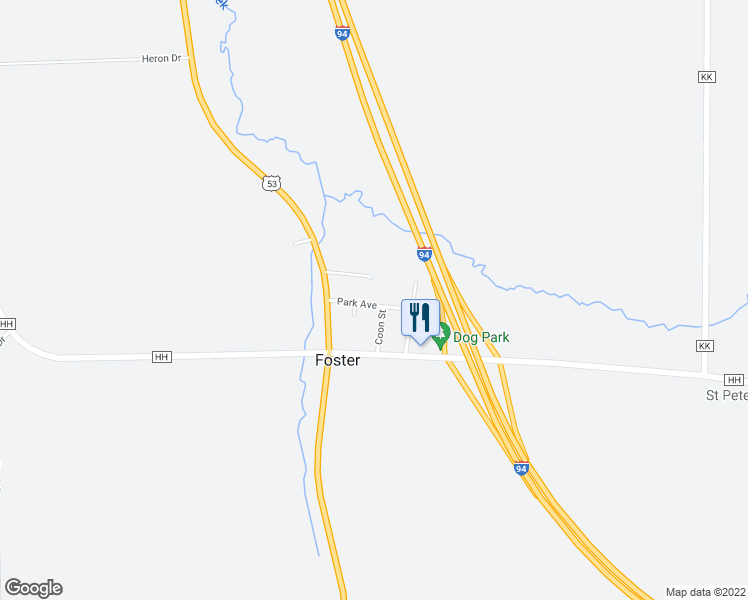 map of restaurants, bars, coffee shops, grocery stores, and more near E10854 Park Avenue in Osseo