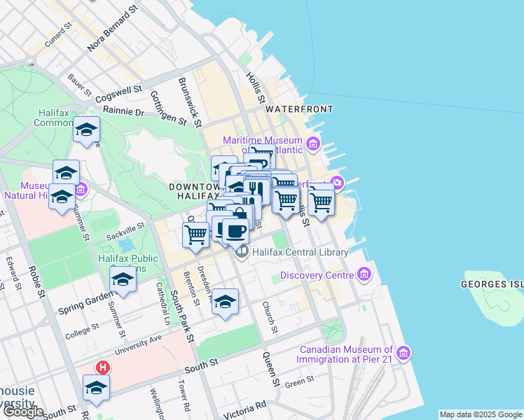 map of restaurants, bars, coffee shops, grocery stores, and more near 5234 Blowers Street in Halifax