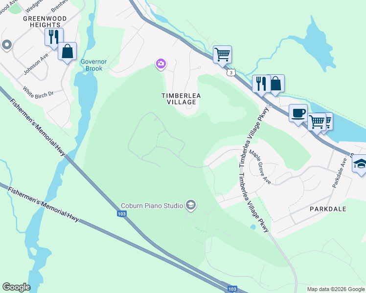 map of restaurants, bars, coffee shops, grocery stores, and more near 60 Provence Way in Timberlea