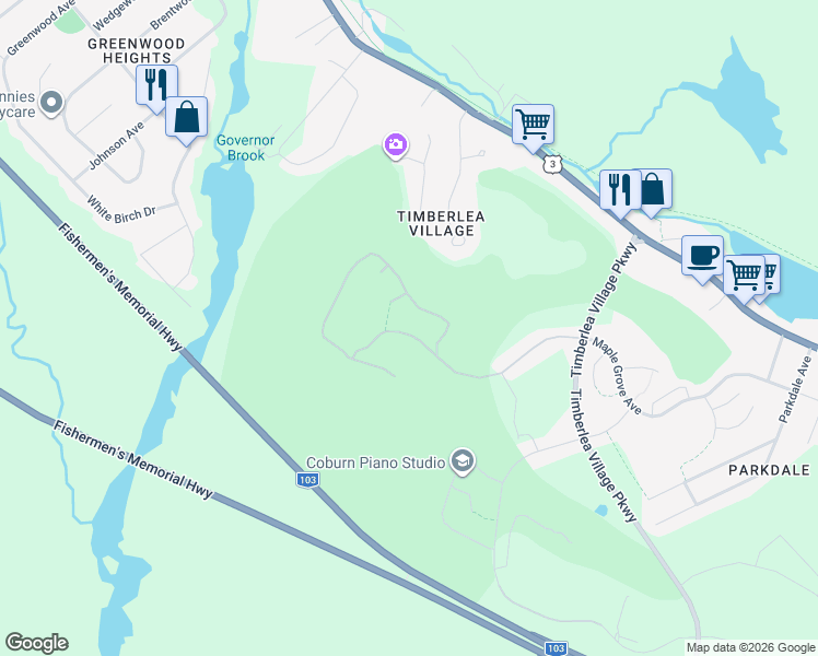 map of restaurants, bars, coffee shops, grocery stores, and more near 191 Brunello Boulevard in Timberlea