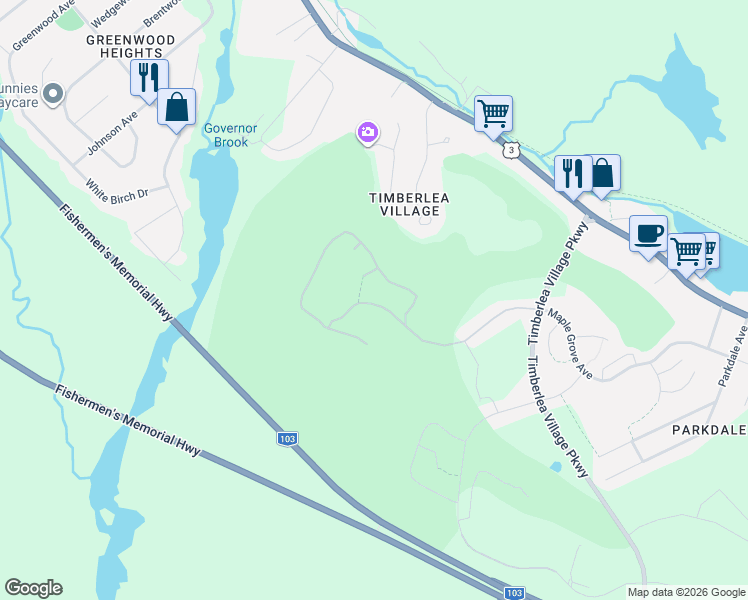 map of restaurants, bars, coffee shops, grocery stores, and more near 197 Brunello Boulevard in Timberlea