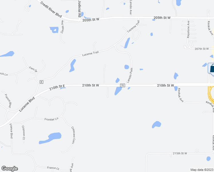 map of restaurants, bars, coffee shops, grocery stores, and more near 12340 210th Street West in Lakeville