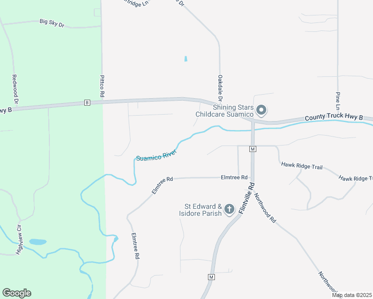 map of restaurants, bars, coffee shops, grocery stores, and more near 3600 Elmtree Road in Suamico