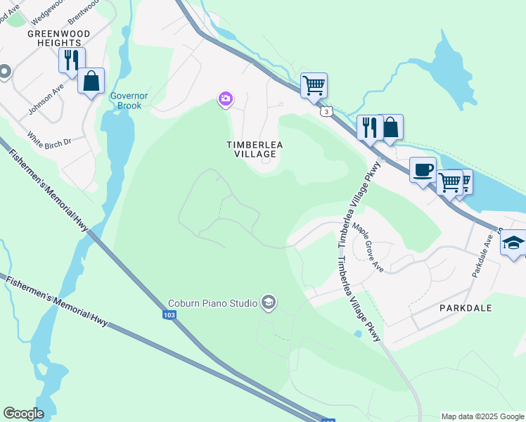 map of restaurants, bars, coffee shops, grocery stores, and more near 71 Provence Way in Timberlea