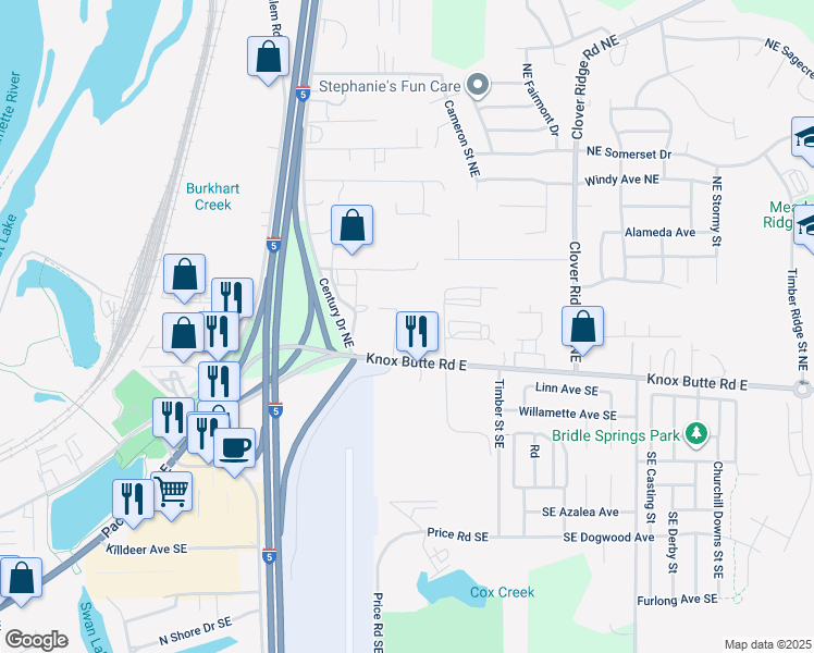 map of restaurants, bars, coffee shops, grocery stores, and more near 139 Curtis Street Northeast in Albany