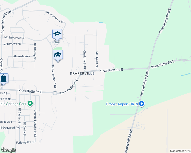 map of restaurants, bars, coffee shops, grocery stores, and more near 4710 Knox Butte Road East in Albany