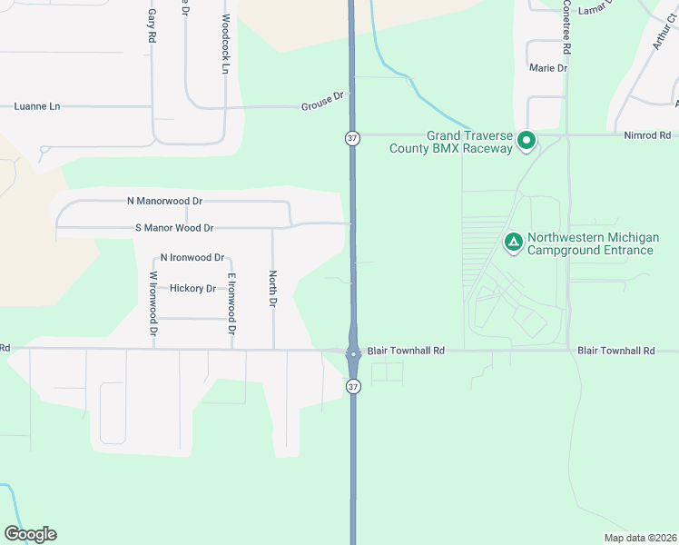 map of restaurants, bars, coffee shops, grocery stores, and more near 2717-2999 Highway 37 in Traverse City