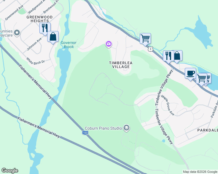 map of restaurants, bars, coffee shops, grocery stores, and more near 11 Wanders Way in Timberlea
