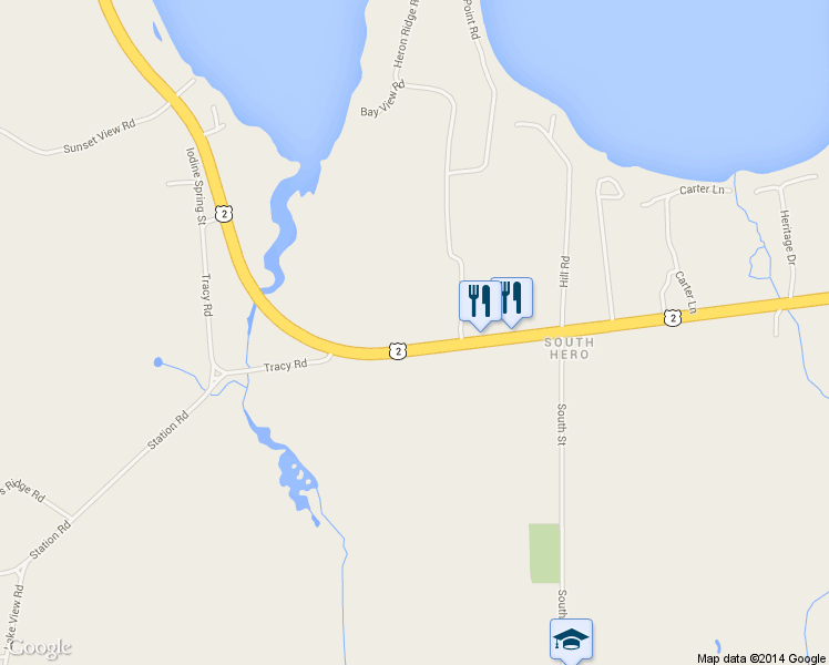 map of restaurants, bars, coffee shops, grocery stores, and more near 348 U.S. 2 in South Hero