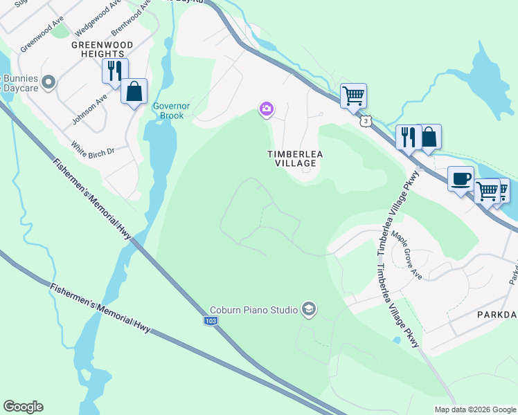 map of restaurants, bars, coffee shops, grocery stores, and more near 16 Wanders Way in Timberlea