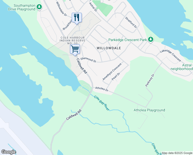 map of restaurants, bars, coffee shops, grocery stores, and more near 55 Hampstead Court in Dartmouth