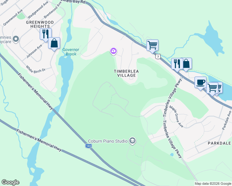 map of restaurants, bars, coffee shops, grocery stores, and more near 15 Provence Way in Timberlea