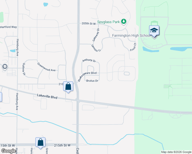 map of restaurants, bars, coffee shops, grocery stores, and more near 318 Caesar Street in Lakeville