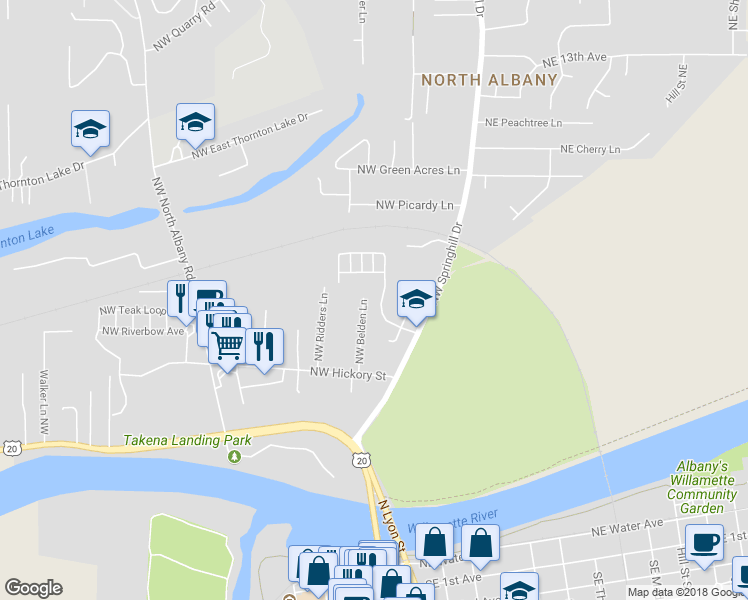 map of restaurants, bars, coffee shops, grocery stores, and more near 812 North Pointe Drive Northwest in Albany