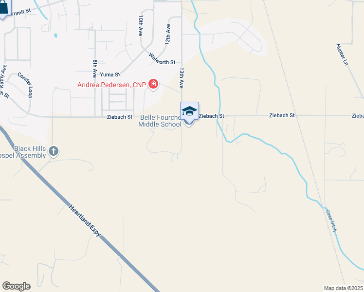map of restaurants, bars, coffee shops, grocery stores, and more near 2305 13th Avenue in Belle Fourche