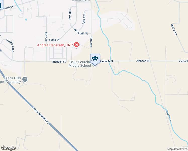 map of restaurants, bars, coffee shops, grocery stores, and more near 2305 13th Avenue in Belle Fourche