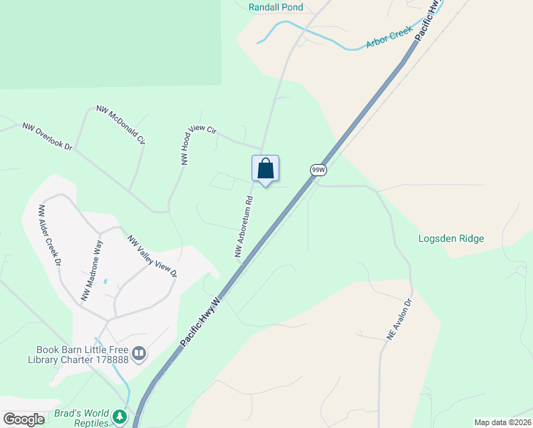 map of restaurants, bars, coffee shops, grocery stores, and more near 7547 Northwest Arboretum Road in Corvallis