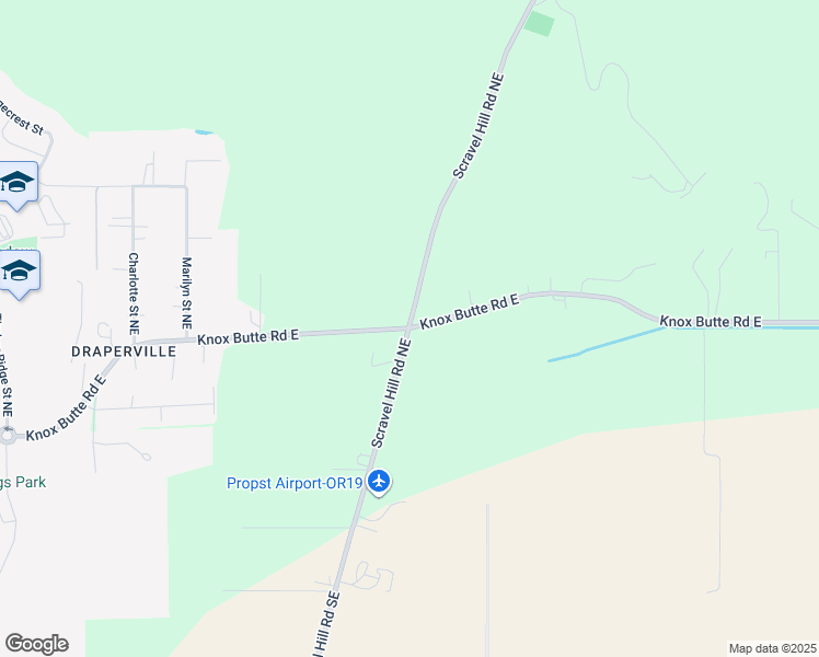 map of restaurants, bars, coffee shops, grocery stores, and more near Knox Butte Rd E & Scravel Hill Rd NE in Albany