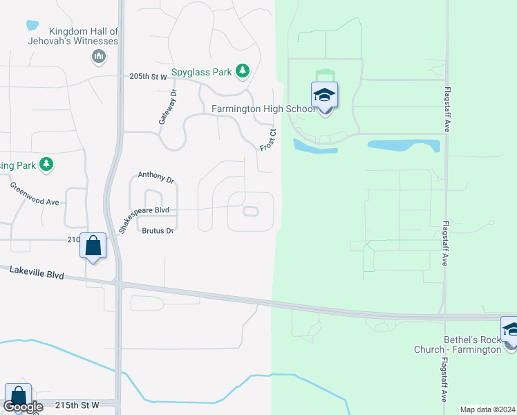 map of restaurants, bars, coffee shops, grocery stores, and more near 923 Hamlet Circle in Lakeville