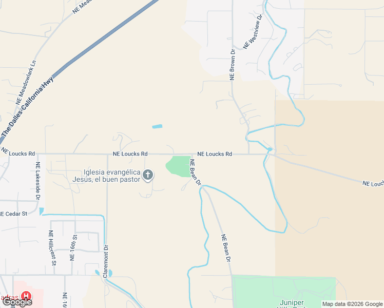map of restaurants, bars, coffee shops, grocery stores, and more near Northeast Loucks Road in Madras