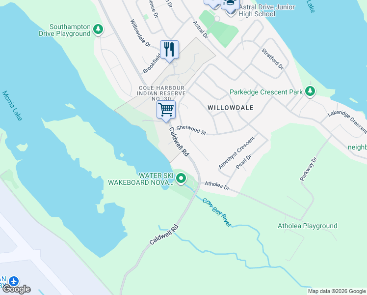 map of restaurants, bars, coffee shops, grocery stores, and more near 9 Hampstead Court in Dartmouth