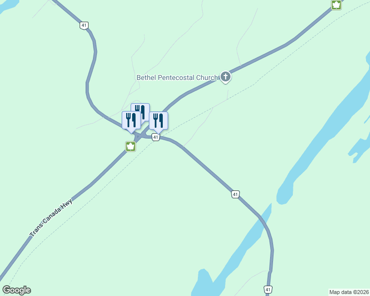 map of restaurants, bars, coffee shops, grocery stores, and more near 10131 Highway 41 in Addington Highlands