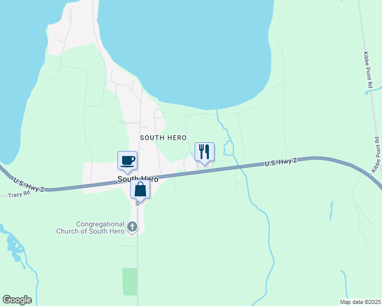 map of restaurants, bars, coffee shops, grocery stores, and more near 12 Carter Ln in South Hero