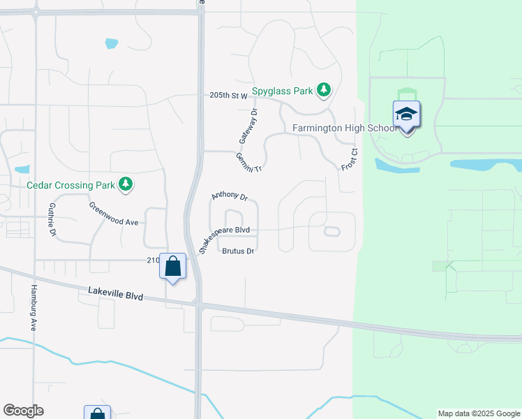 map of restaurants, bars, coffee shops, grocery stores, and more near 401-699 Romeo Drive in Lakeville
