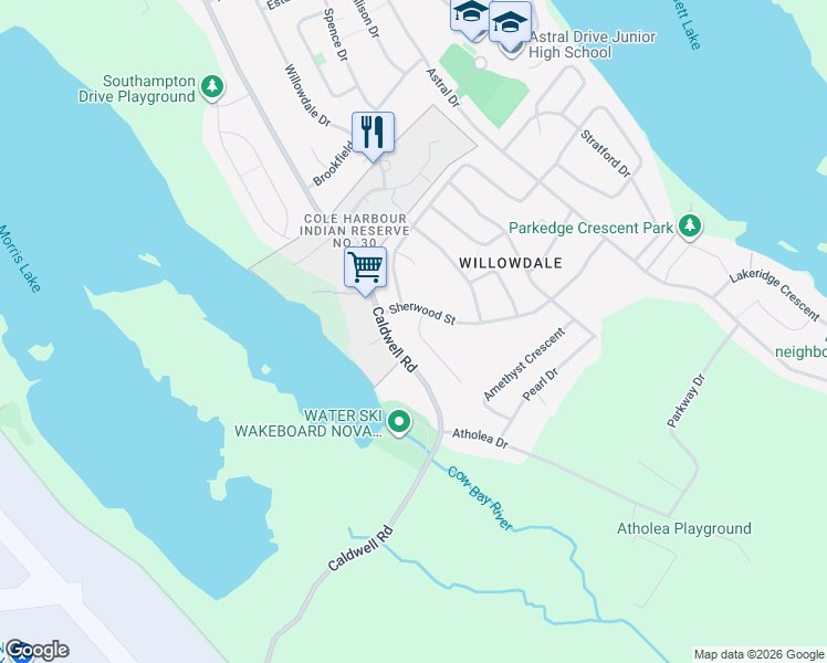 map of restaurants, bars, coffee shops, grocery stores, and more near 9 Hampstead Court in Dartmouth
