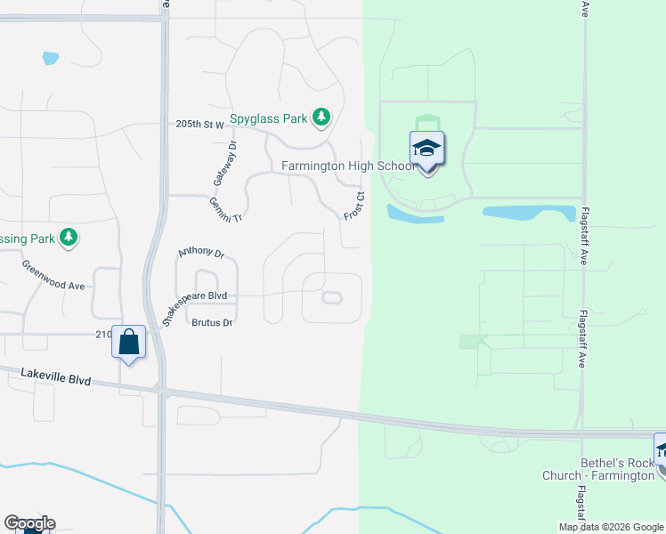 map of restaurants, bars, coffee shops, grocery stores, and more near 605 Macbeth Circle in Lakeville