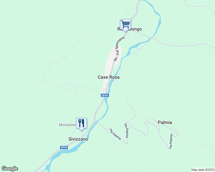 map of restaurants, bars, coffee shops, grocery stores, and more near 143 Strada Val Sporzana in Case Rosa