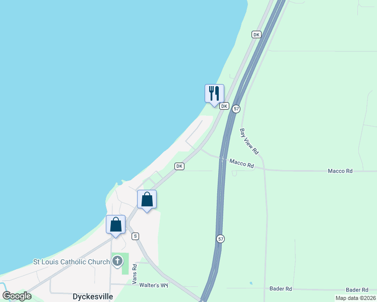 map of restaurants, bars, coffee shops, grocery stores, and more near N8921 County Road DK in Luxemburg