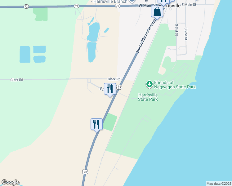 map of restaurants, bars, coffee shops, grocery stores, and more near 262 North U.S. 23 in Harrisville