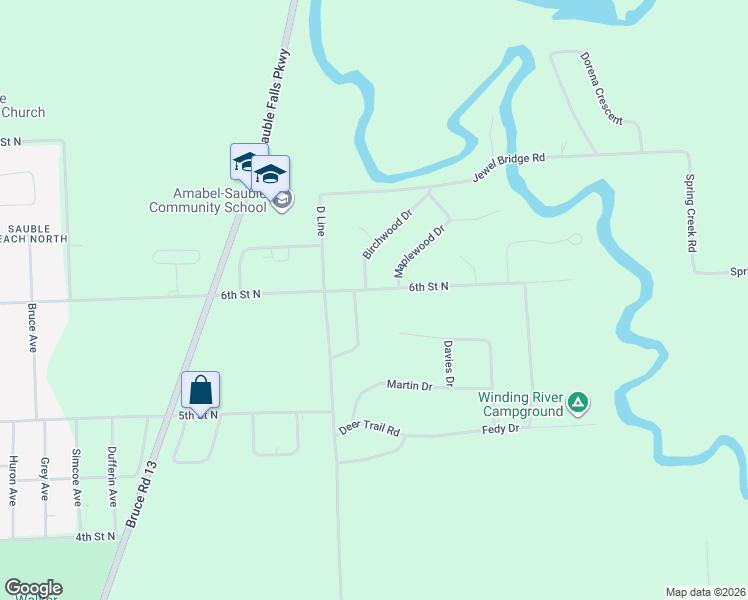 map of restaurants, bars, coffee shops, grocery stores, and more near 27 Burton Crescent in Sauble Beach
