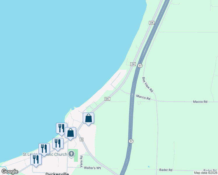 map of restaurants, bars, coffee shops, grocery stores, and more near N8921 County Road DK in Luxemburg