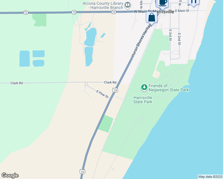map of restaurants, bars, coffee shops, grocery stores, and more near 262 North U.S. 23 in Harrisville