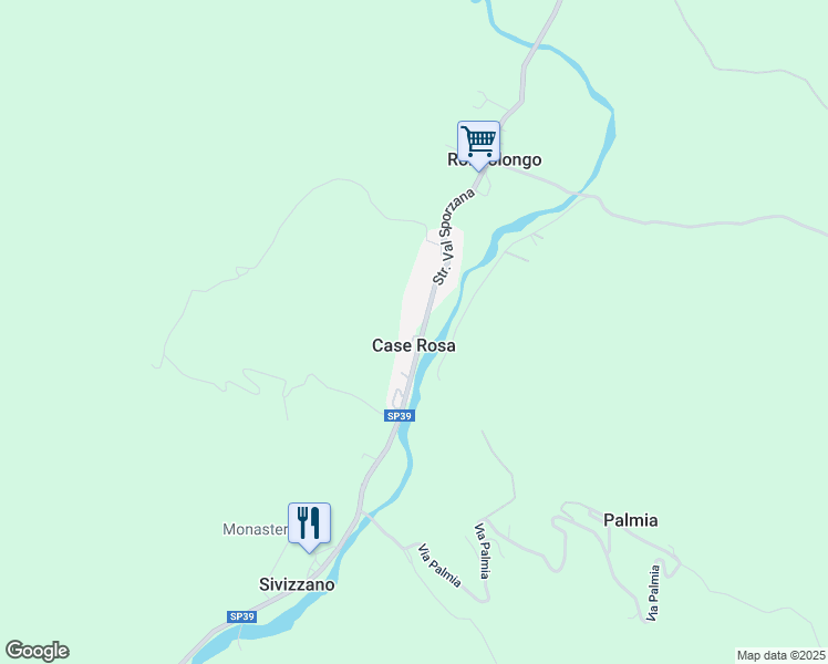 map of restaurants, bars, coffee shops, grocery stores, and more near 131 Strada Val Sporzana in Case Rosa