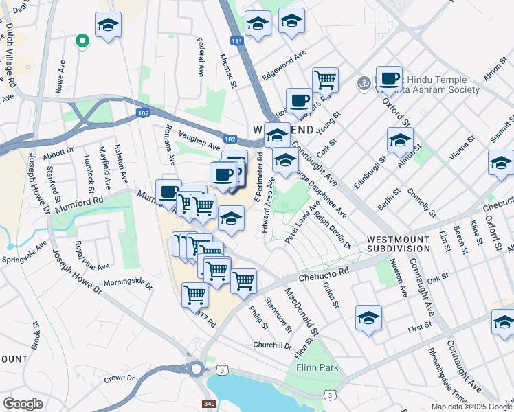 map of restaurants, bars, coffee shops, grocery stores, and more near 2999 Jack Fergusson Avenue in Halifax