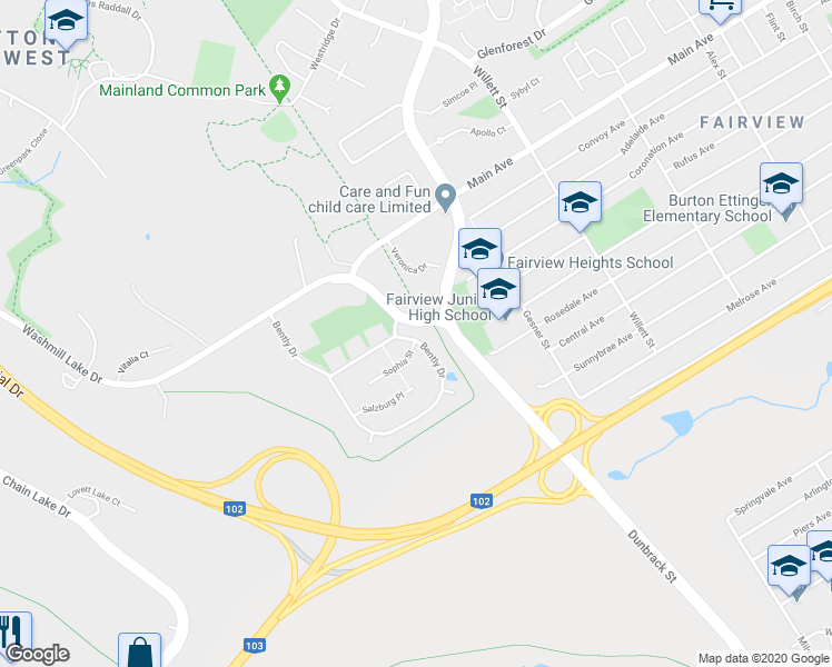 map of restaurants, bars, coffee shops, grocery stores, and more near 307 Bently Drive in Halifax