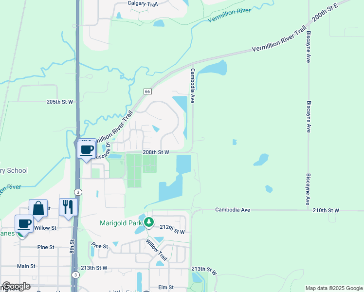 map of restaurants, bars, coffee shops, grocery stores, and more near 20708 Camden Circle in Farmington