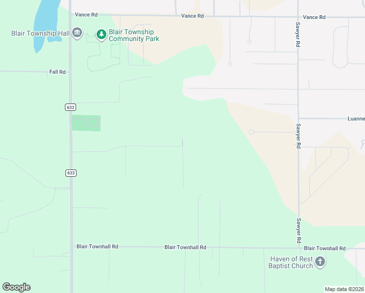 map of restaurants, bars, coffee shops, grocery stores, and more near 2501 Leaf Lane in Grawn