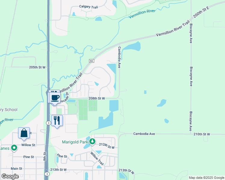 map of restaurants, bars, coffee shops, grocery stores, and more near 20708 Camden Circle in Farmington