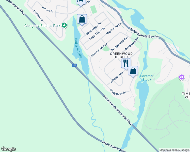 map of restaurants, bars, coffee shops, grocery stores, and more near 211 Greenwood Avenue in Timberlea