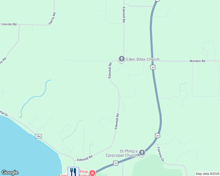 map of restaurants, bars, coffee shops, grocery stores, and more near 1359 Edenhill Road in Beulah