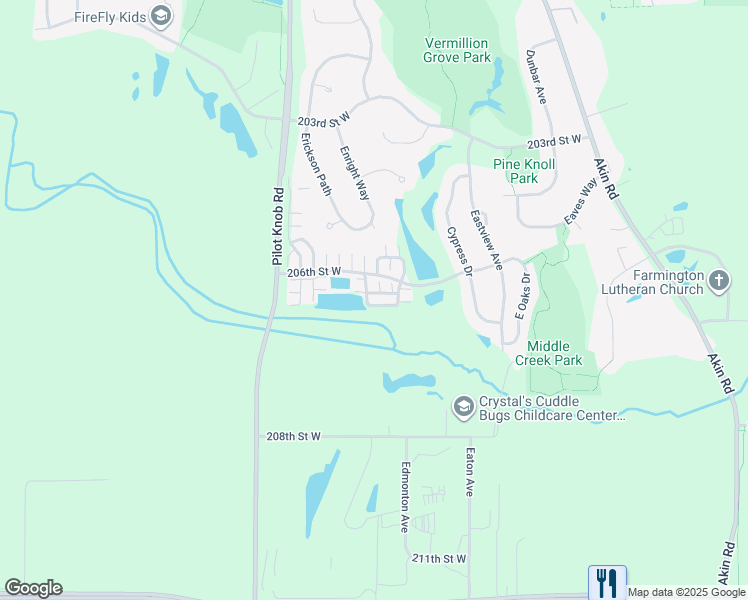 map of restaurants, bars, coffee shops, grocery stores, and more near 20650 Brennan Path in Farmington