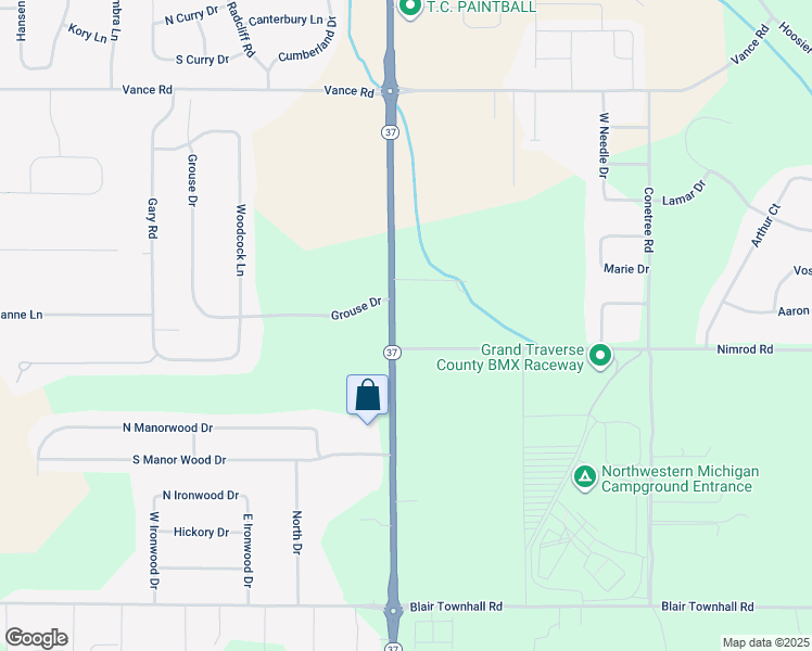 map of restaurants, bars, coffee shops, grocery stores, and more near 2415-2511 State Highway 37 in Traverse City